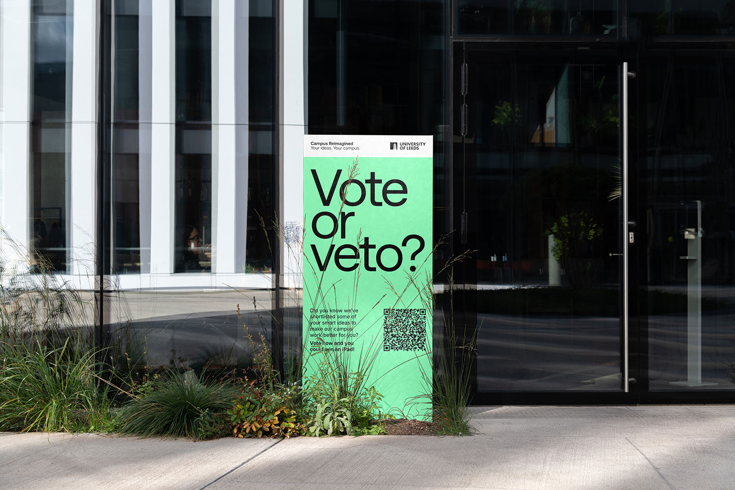 Vote or veto banner on campus