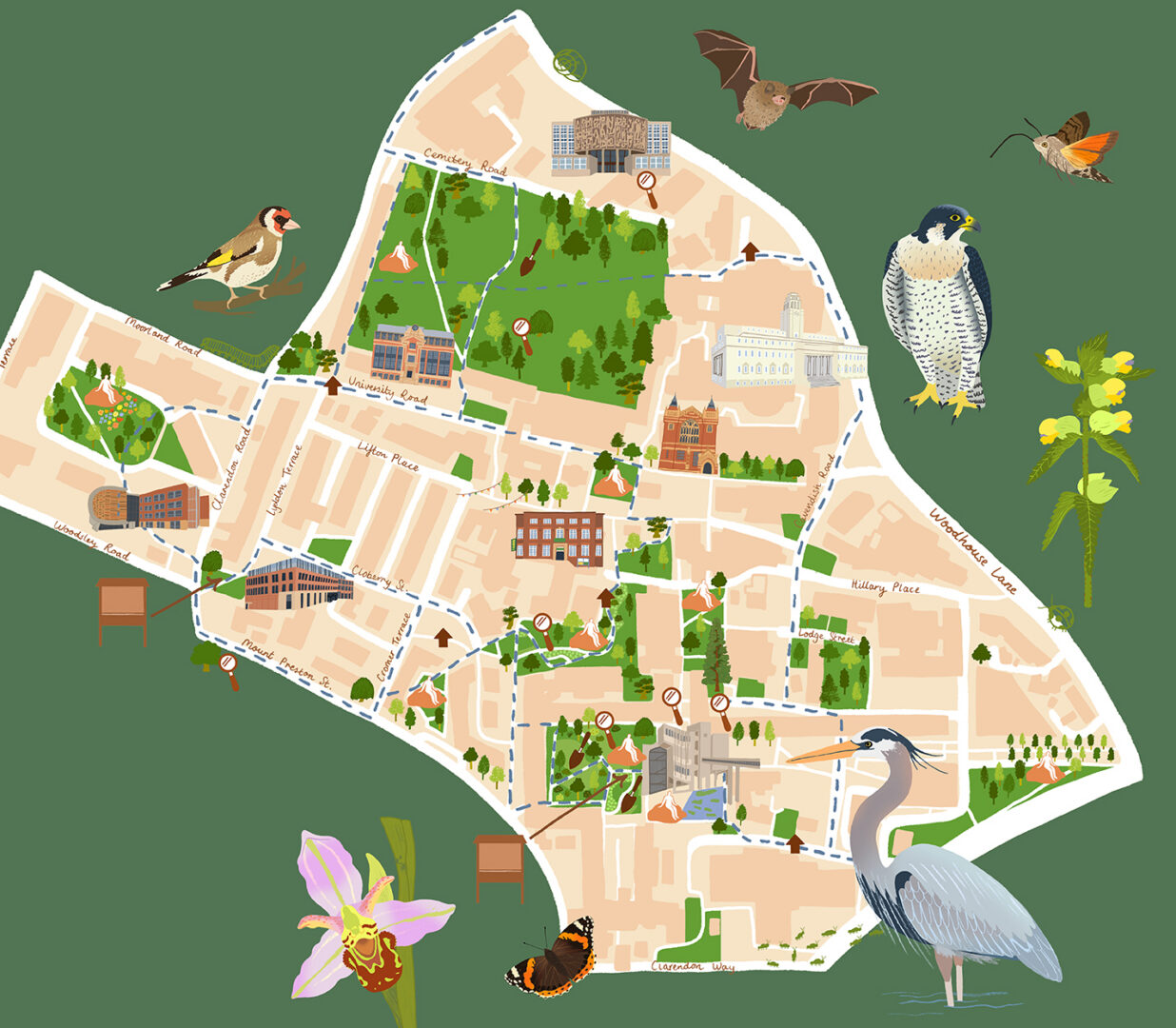 Greenery trail map at the University of Leeds